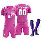 Custom Light Red Striped Sportswear Soccer Tops/Sets Jersey For Adults