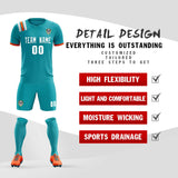 Custom Aqua Striped Sportswear Soccer Tops/Sets Jersey For Adults