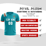 Custom Aqua Striped Sportswear Soccer Tops/Sets Jersey For Adults