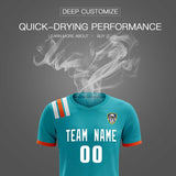 Custom Aqua Striped Sportswear Soccer Tops/Sets Jersey For Adults