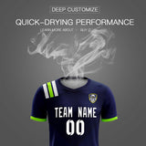 Custom Navy Striped Sportswear Soccer Tops/Sets Jersey For Adults