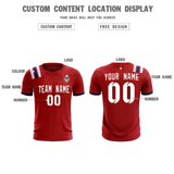 Custom Red Striped Sportswear Soccer Tops/Sets Jersey For Adults