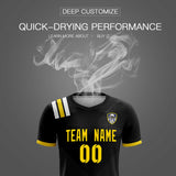 Custom Black Striped Sportswear Soccer Tops/Sets Jersey For Adults