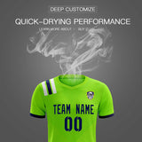 Custom Neon Green Striped Sportswear Soccer Tops/Sets Jersey For Adults