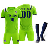 Custom Neon Green Striped Sportswear Soccer Tops/Sets Jersey For Adults