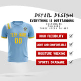 Custom Light Blue Striped Sportswear Soccer Tops/Sets Jersey For Adults