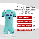 Custom Sky Blue Striped Sportswear Soccer Tops/Sets Jersey For Adults