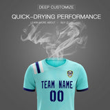 Custom Sky Blue Striped Sportswear Soccer Tops/Sets Jersey For Adults