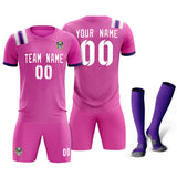 Custom Light Red Striped Sportswear Soccer Tops/Sets Jersey For Adults