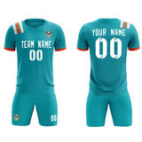Custom Aqua Striped Sportswear Soccer Tops/Sets Jersey For Adults