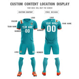Custom Aqua Striped Sportswear Soccer Tops/Sets Jersey For Adults