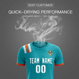 Custom Aqua Striped Sportswear Soccer Tops/Sets Jersey For Adults