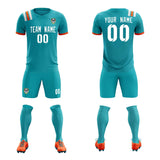 Custom Aqua Striped Sportswear Soccer Tops/Sets Jersey For Adults