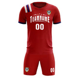 Custom Red Striped Sportswear Soccer Tops/Sets Jersey For Adults