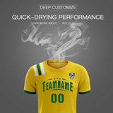 Custom Gold Striped Sportswear Soccer Tops/Sets Jersey For Adults