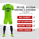 Custom Neon Green Striped Sportswear Soccer Tops/Sets Jersey For Adults