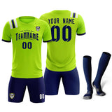 Custom Neon Green Striped Sportswear Soccer Tops/Sets Jersey For Adults