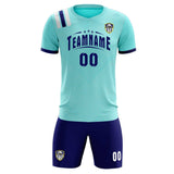 Custom Sky Blue Striped Sportswear Soccer Tops/Sets Jersey For Adults