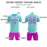 Custom Light Blue Striped Sportswear Soccer Tops/Sets Jersey For Adults