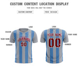 Custom Gray Light Blue Vertical Stripes Casual Outdoor Soccer Sets Jersey