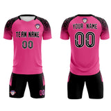 Custom Rose Red Classic Soccer Training Sets Jersey For Adults/Kids
