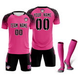 Custom Rose Red Classic Soccer Training Sets Jersey For Adults/Kids