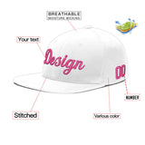 Custom White Pink 3D Puff Embroidery Flat Embroidery Casual Sport Baseball Cap