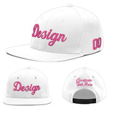 Custom White Pink 3D Puff Embroidery Flat Embroidery Casual Sport Baseball Cap