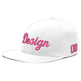 Custom White Pink 3D Puff Embroidery Flat Embroidery Casual Sport Baseball Cap