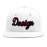 Custom White Pink 3D Puff Embroidery Flat Embroidery Casual Sport Baseball Cap