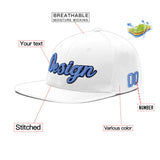 Custom White Light Blue-Navy 3D Puff Embroidery Flat Embroidery Casual Sport Baseball Cap
