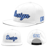 Custom White Light Blue-Navy 3D Puff Embroidery Flat Embroidery Casual Sport Baseball Cap