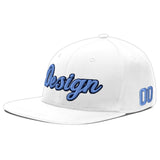 Custom White Light Blue-Navy 3D Puff Embroidery Flat Embroidery Casual Sport Baseball Cap