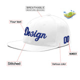 Custom White Light Blue-Navy 3D Puff Embroidery Flat Embroidery Casual Sport Baseball Cap