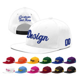 Custom White Light Blue-Navy 3D Puff Embroidery Flat Embroidery Casual Sport Baseball Cap