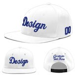 Custom White Light Blue-Navy 3D Puff Embroidery Flat Embroidery Casual Sport Baseball Cap