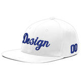 Custom White Light Blue-Navy 3D Puff Embroidery Flat Embroidery Casual Sport Baseball Cap
