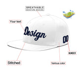Custom White Light Blue-Navy 3D Puff Embroidery Flat Embroidery Casual Sport Baseball Cap