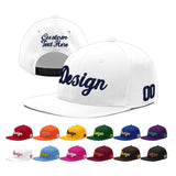 Custom White Light Blue-Navy 3D Puff Embroidery Flat Embroidery Casual Sport Baseball Cap