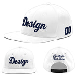 Custom White Light Blue-Navy 3D Puff Embroidery Flat Embroidery Casual Sport Baseball Cap