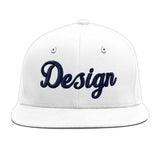 Custom White Light Blue-Navy 3D Puff Embroidery Flat Embroidery Casual Sport Baseball Cap