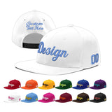 Custom White Light Blue-Navy 3D Puff Embroidery Flat Embroidery Casual Sport Baseball Cap