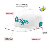 Custom White Light Blue-Navy 3D Puff Embroidery Flat Embroidery Casual Sport Baseball Cap
