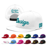 Custom White Light Blue-Navy 3D Puff Embroidery Flat Embroidery Casual Sport Baseball Cap