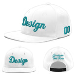 Custom White Light Blue-Navy 3D Puff Embroidery Flat Embroidery Casual Sport Baseball Cap