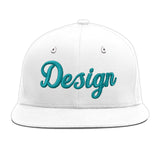 Custom White Light Blue-Navy 3D Puff Embroidery Flat Embroidery Casual Sport Baseball Cap