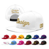 Custom White Light Blue-Navy 3D Puff Embroidery Flat Embroidery Casual Sport Baseball Cap