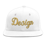 Custom White Light Blue-Navy 3D Puff Embroidery Flat Embroidery Casual Sport Baseball Cap