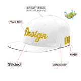 Custom White Light Blue-Navy 3D Puff Embroidery Flat Embroidery Casual Sport Baseball Cap