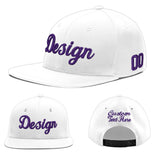 Custom White Light Blue-Navy 3D Puff Embroidery Flat Embroidery Casual Sport Baseball Cap